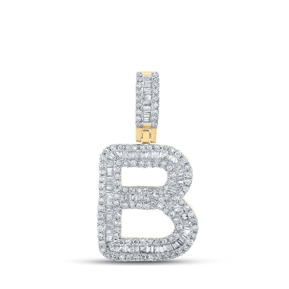 10kt Yellow Gold Baguette Diamond B Initial Letter Pendant - 5/8 Cttw - Splendid Jewellery