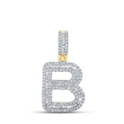 10kt Yellow Gold Baguette Diamond B Initial Letter Pendant - 5/8 Cttw - Splendid Jewellery