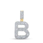 10kt Yellow Gold Baguette Diamond B Initial Letter Pendant - 5/8 Cttw - Splendid Jewellery