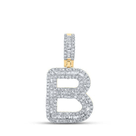 10kt Yellow Gold Baguette Diamond B Initial Letter Pendant - 5/8 Cttw - Splendid Jewellery