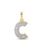 10kt Yellow Gold Baguette Diamond C Initial Charm Pendant - 3/8 Cttw - Splendid Jewellery