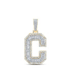 10kt Yellow Gold Baguette Diamond C Initial Charm Pendant for Men - 3 Cttw | Splendid Jewellery - Splendid Jewellery
