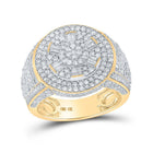 10kt Yellow Gold Baguette Diamond Circle Cluster Men's Ring - 2 - 7/8 Cttw - Splendid Jewellery