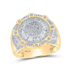 10kt Yellow Gold Baguette Diamond Circle Men's Ring - 1 Cttw | Splendid Jewellery - Splendid Jewellery