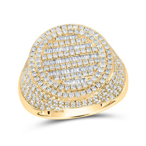 10kt Yellow Gold Baguette Diamond Circle Men's Ring - 3 - 3/8 Cttw | Splendid Jewellery - Splendid Jewellery