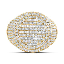 Load image into Gallery viewer, 10kt Yellow Gold Baguette Diamond Circle Men&#39;s Ring - 3-3/8 Cttw | Splendid Jewellery Front view from the 10Kt Yellow Gold Mens Baguette Diamond Circle Ring 3 3 8 Cttwpin210718 collection by Splendid Jewellery