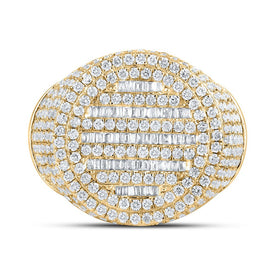 10kt Yellow Gold Baguette Diamond Circle Men's Ring - 3-3/8 Cttw | Splendid Jewellery Front view from the 10Kt Yellow Gold Mens Baguette Diamond Circle Ring 3 3 8 Cttwpin210718 collection by Splendid Jewellery