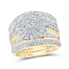Load image into Gallery viewer, 10kt Yellow Gold Baguette Diamond Cluster His and Hers Wedding Set - 2 - 1/3 Cttw | Splendid Jewellery - Splendid Jewellery