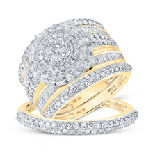 Load image into Gallery viewer, 10kt Yellow Gold Baguette Diamond Cluster His and Hers Wedding Set - 2-1/3 Cttw | Splendid Jewellery Top view from the 10Kt Yellow Gold His Hers Baguette Diamond Cluster Matching Wedding Set 2 1 3 Cttwpin217018 collection by Splendid Jewellery