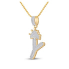 10kt Yellow Gold Baguette Diamond Crown Y Letter Pendant - 1/2 Cttw - Splendid Jewellery