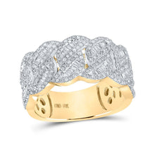Load image into Gallery viewer, 10kt Yellow Gold Baguette Diamond Cuban - link Band Ring - 1 Cttw - Splendid Jewellery