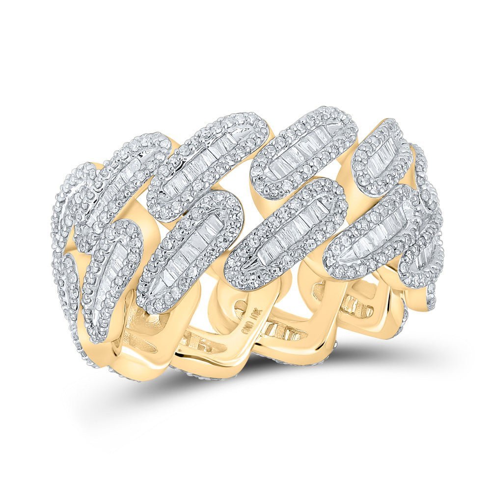 10kt Yellow Gold Baguette Diamond Cuban Link Band Ring - 2 - 1/3 Cttw - Splendid Jewellery
