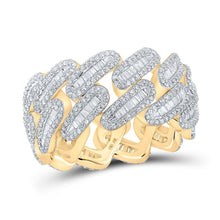 Load image into Gallery viewer, 10kt Yellow Gold Baguette Diamond Cuban Link Band Ring - 2 - 1/3 Cttw - Splendid Jewellery