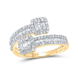 10kt Yellow Gold Baguette Diamond Cuff Band Ring for Men - 1 Cttw - Splendid Jewellery