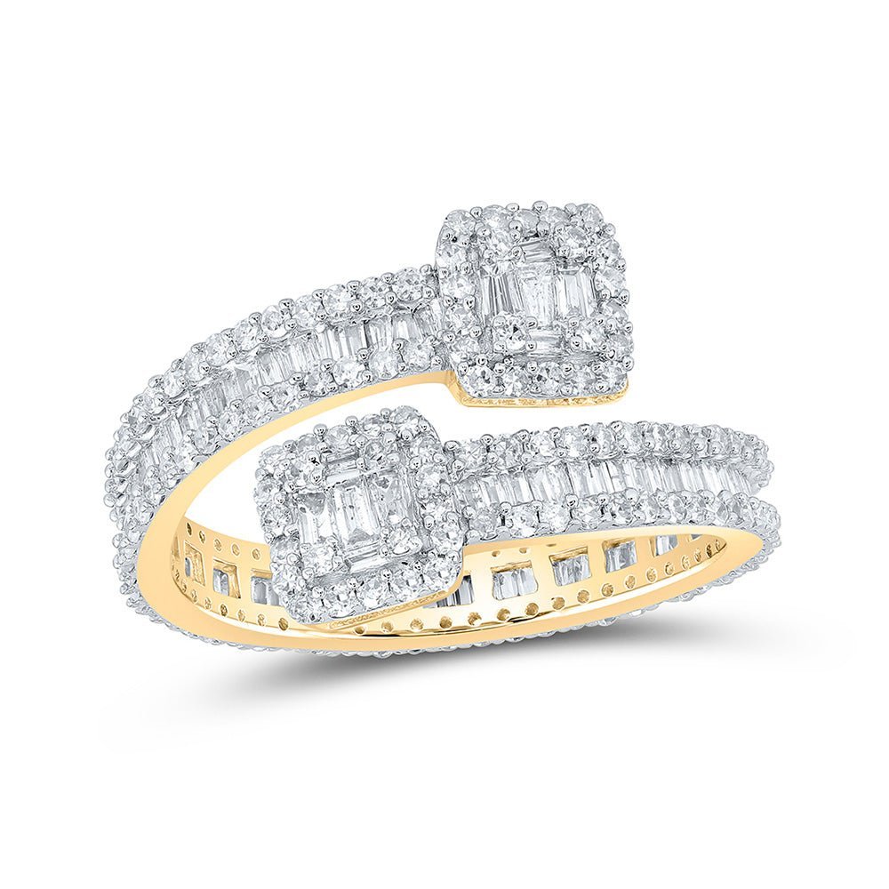 10kt Yellow Gold Baguette Diamond Cuff Eternity Band Ring - 1 - 5/8 Cttw - Splendid Jewellery
