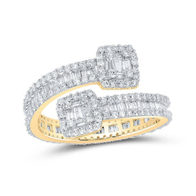 10kt Yellow Gold Baguette Diamond Cuff Eternity Band Ring - 1 - 5/8 Cttw - Splendid Jewellery