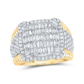 10kt Yellow Gold Baguette Diamond Cushion - shape Men's Band Ring - 2 - 1/4 Cttw | Splendid Jewellery - Splendid Jewellery