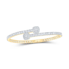Load image into Gallery viewer, 10kt Yellow Gold Baguette Diamond Cushion Square Cuff Bangle Bracelet - Dazzling Elegance - Splendid Jewellery