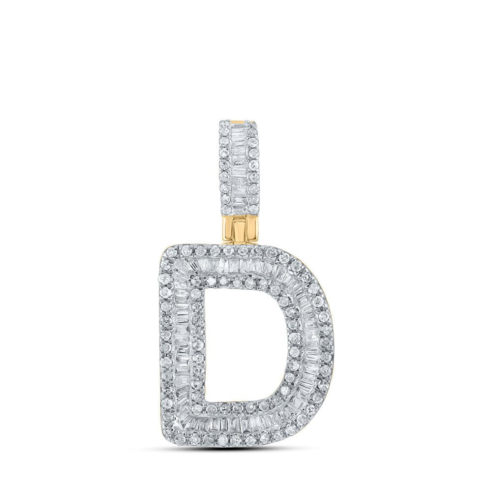 10kt Yellow Gold Baguette Diamond D Initial Pendant - 1/2 Cttw - Splendid Jewellery