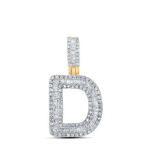 Load image into Gallery viewer, 10kt Yellow Gold Baguette Diamond D Initial Pendant - 1/2 Cttw - Splendid Jewellery