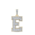 10kt Yellow Gold Baguette Diamond E Initial Charm Pendant for Men - 3 - 1/3 Cttw - Splendid Jewellery