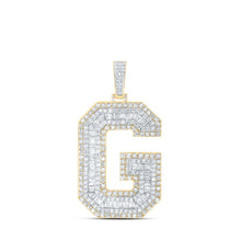 Load image into Gallery viewer, 10kt Yellow Gold Baguette Diamond G Initial Charm Pendant - 5 - 7/8 Cttw - Splendid Jewellery