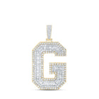 10kt Yellow Gold Baguette Diamond G Initial Charm Pendant - 5 - 7/8 Cttw - Splendid Jewellery