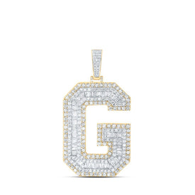 10kt Yellow Gold Baguette Diamond G Initial Charm Pendant - 5 - 7/8 Cttw - Splendid Jewellery