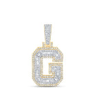 10kt Yellow Gold Baguette Diamond G Initial Charm Pendant for Men - 5/8 Cttw - Splendid Jewellery