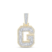 Load image into Gallery viewer, 10kt Yellow Gold Baguette Diamond G Initial Charm Pendant for Men - 5/8 Cttw - Splendid Jewellery