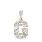 10kt Yellow Gold Baguette Diamond G Initial Charm Pendant for Men - 5/8 Cttw - Splendid Jewellery