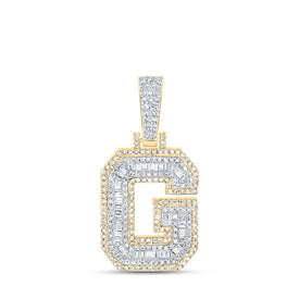 10kt Yellow Gold Baguette Diamond G Initial Charm Pendant for Men - 5/8 Cttw - Splendid Jewellery