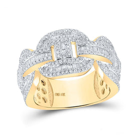 10kt Yellow Gold Baguette Diamond Gucci - link Band Ring 1 - 1/2 Cttw - Splendid Jewellery