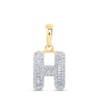 10kt Yellow Gold Baguette Diamond H Initial Pendant - A Captivating Treasure - Splendid Jewellery