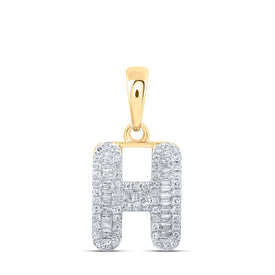 10kt Yellow Gold Baguette Diamond H Initial Pendant - A Captivating Treasure - Splendid Jewellery