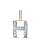10kt Yellow Gold Baguette Diamond H Initial Pendant - Men's 1/2 Cttw - Splendid Jewellery