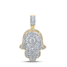 10kt Yellow Gold Baguette Diamond Hamsa Charm Pendant - 1 Cttw Top view from the 10Kt Yellow Gold Mens Baguette Diamond Hamsa Charm Pendant 1 Cttwpin285843 collection by Splendid Jewellery