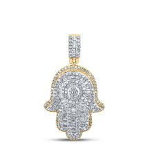 Load image into Gallery viewer, 10kt Yellow Gold Baguette Diamond Hamsa Charm Pendant - 1 Cttw - Splendid Jewellery