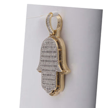 Load image into Gallery viewer, 10kt Yellow Gold Baguette Diamond Hamsa Charm Pendant - Exquisite Men's Jewelry - Splendid Jewellery