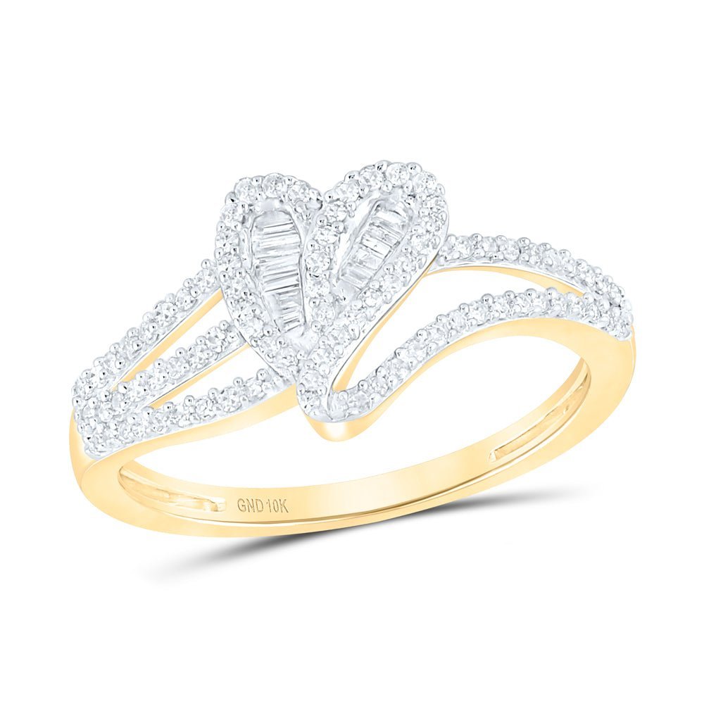 10kt Yellow Gold Baguette Diamond Heart Ring: A Captivating Symbol of Love and Elegance - Splendid Jewellery