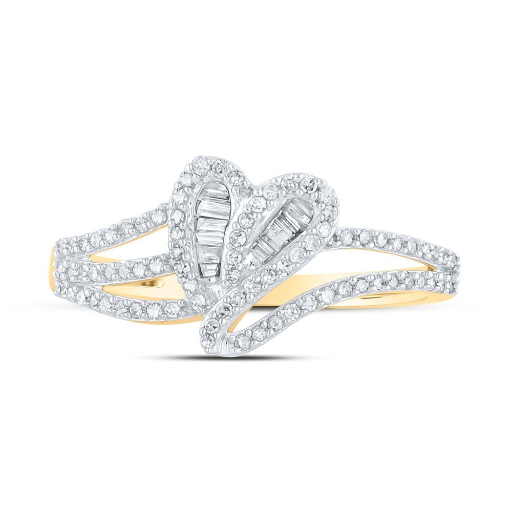 10kt Yellow Gold Baguette Diamond Heart Ring: A Captivating Symbol of Love and Elegance - Splendid Jewellery