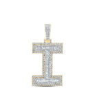 10kt Yellow Gold Baguette Diamond I Initial Charm Pendant - 2 - 7/8 Cttw - Splendid Jewellery