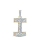 10kt Yellow Gold Baguette Diamond I Initial Charm Pendant - 2 - 7/8 Cttw - Splendid Jewellery