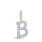 10kt Yellow Gold Baguette Diamond Initial B Letter Charm Pendant - 1 Cttw | Splendid Jewellery - Splendid Jewellery