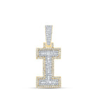 10kt Yellow Gold Baguette Diamond Initial Charm Pendant for Men - 1/2 Cttw - Splendid Jewellery