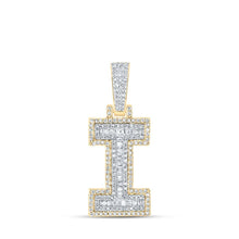 Load image into Gallery viewer, 10kt Yellow Gold Baguette Diamond Initial Charm Pendant for Men - 1/2 Cttw - Splendid Jewellery