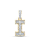 10kt Yellow Gold Baguette Diamond Initial Charm Pendant for Men - 1/2 Cttw - Splendid Jewellery