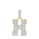 10kt Yellow Gold Baguette Diamond Initial Charm Pendant for Men - 5/8 Cttw - Splendid Jewellery