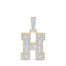 Load image into Gallery viewer, 10kt Yellow Gold Baguette Diamond Initial Charm Pendant for Men - 5/8 Cttw - Splendid Jewellery