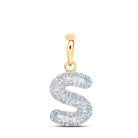 10kt Yellow Gold Baguette Diamond Initial Pendant - Splendid Jewellery